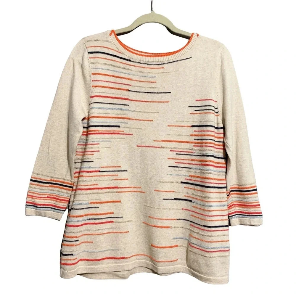 Peck & Peck Crew Neck Oatmeal Sweater 100% Cotton Size Small